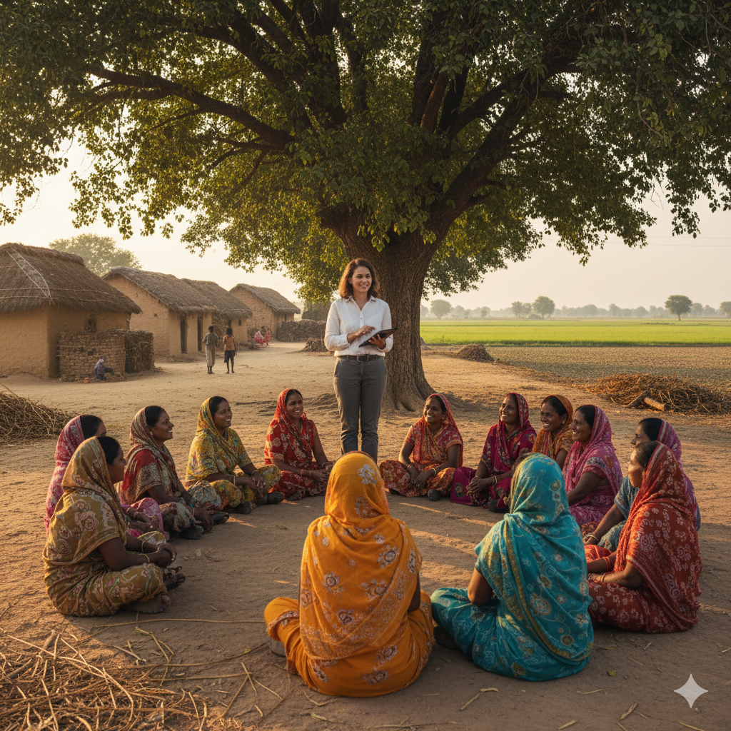 CSR partner visiting a village